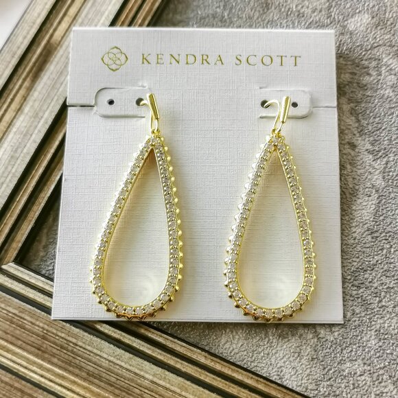 Kendra Scott Payton Gold White Crystal Earrings - Picture 1 of 3